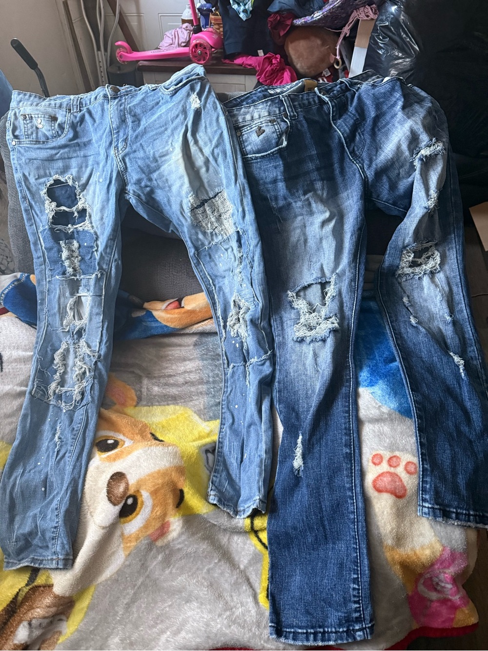 Ripped Skinny Men’s Jeans - Light & Dark Blue